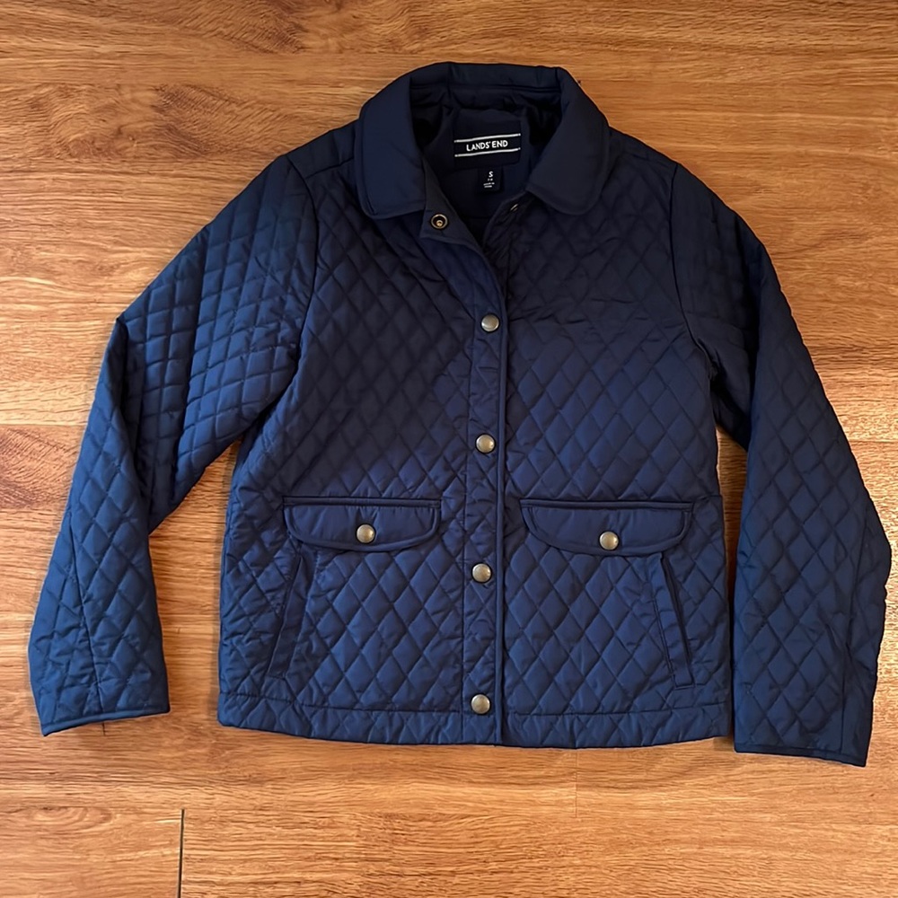 Lands’ End Navy Quilted Girls Jacket